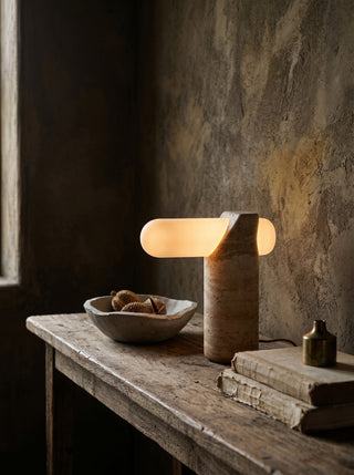 Marwen Lampe de Table en Travertin