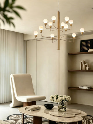 Raggiera Tiered Alabaster Globe Chandelier-Neutral Decor