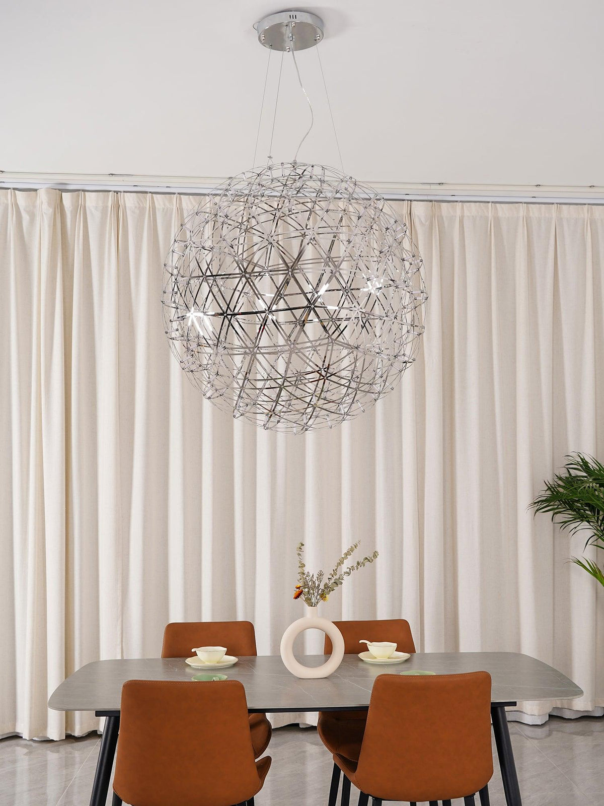 Silver Spark Ball Pendant Light-Neutral Decor