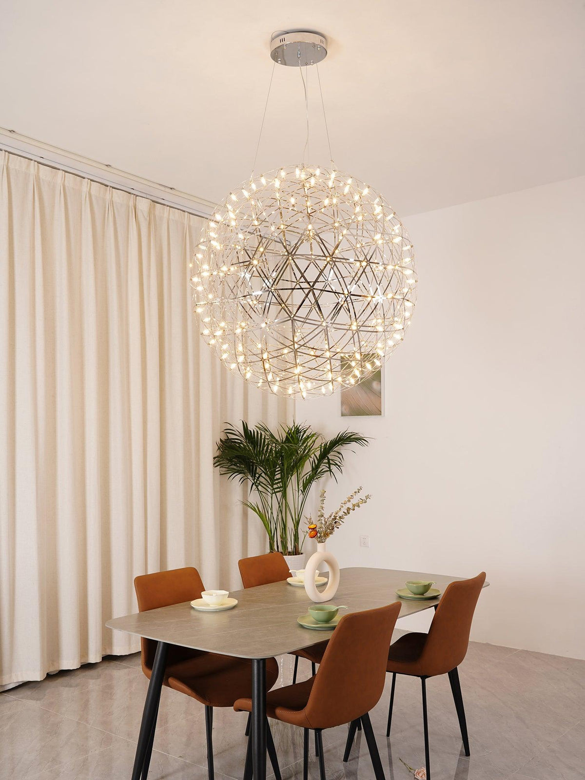 Silver Spark Ball Pendant Light-Neutral Decor