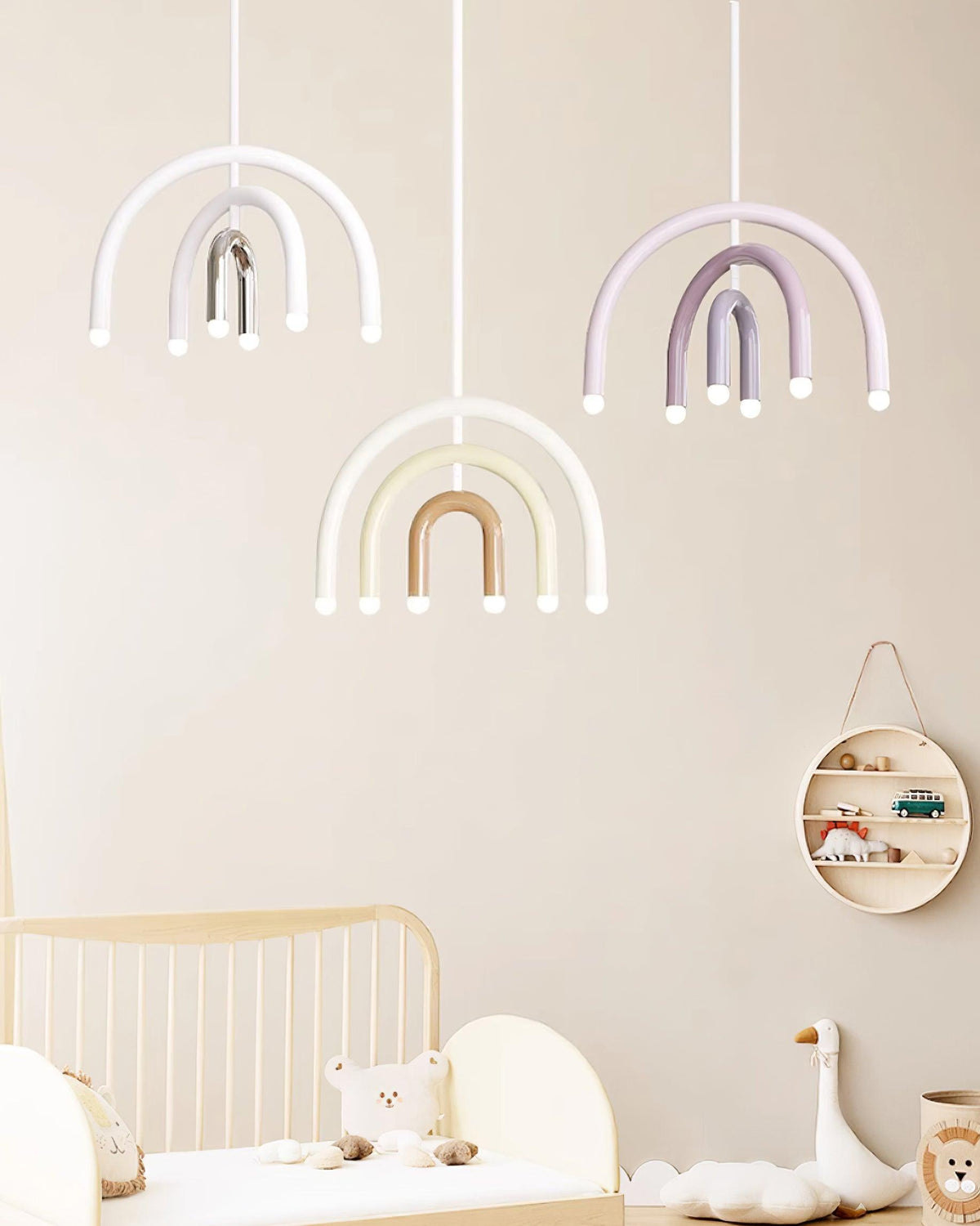 Pendant Lamp Rainbow Modern Metal Arc for Living and Dining Room-Neutral Decor
