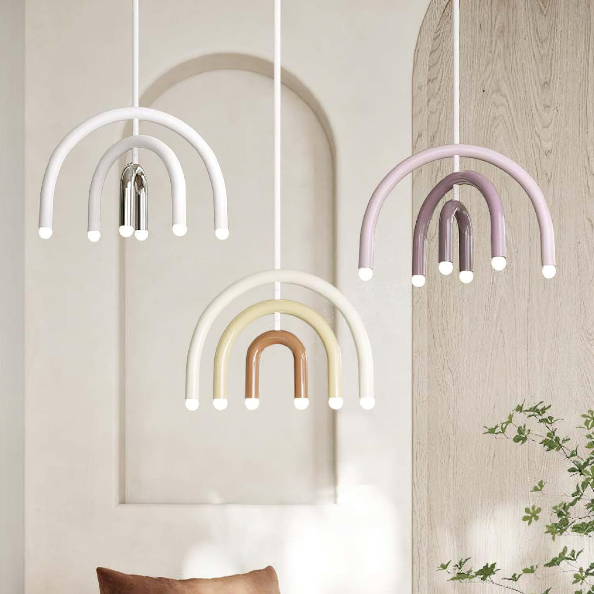 Pendant Lamp Rainbow Modern Metal Arc for Living and Dining Room-Neutral Decor