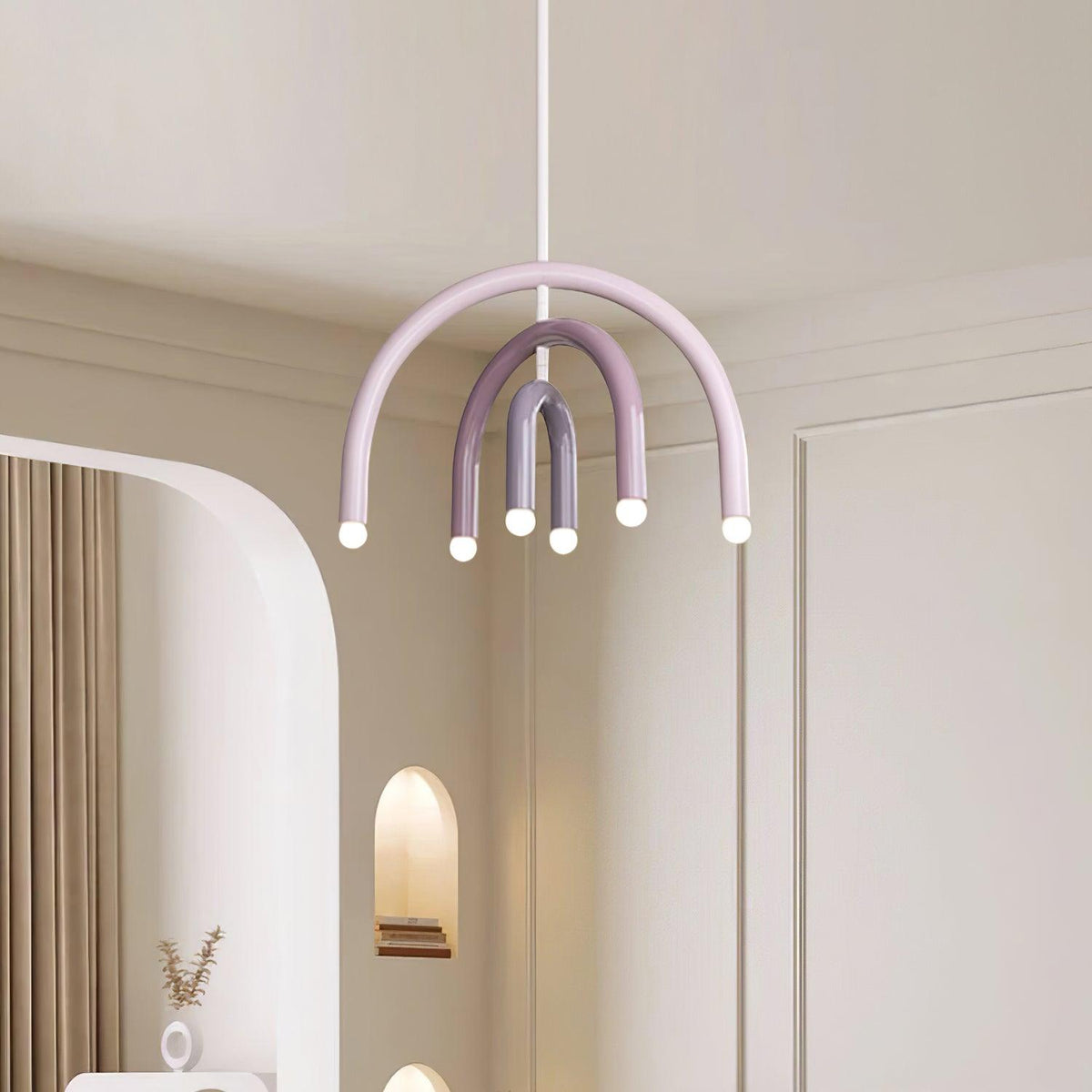 Pendant Lamp Rainbow Modern Metal Arc for Living and Dining Room-Neutral Decor