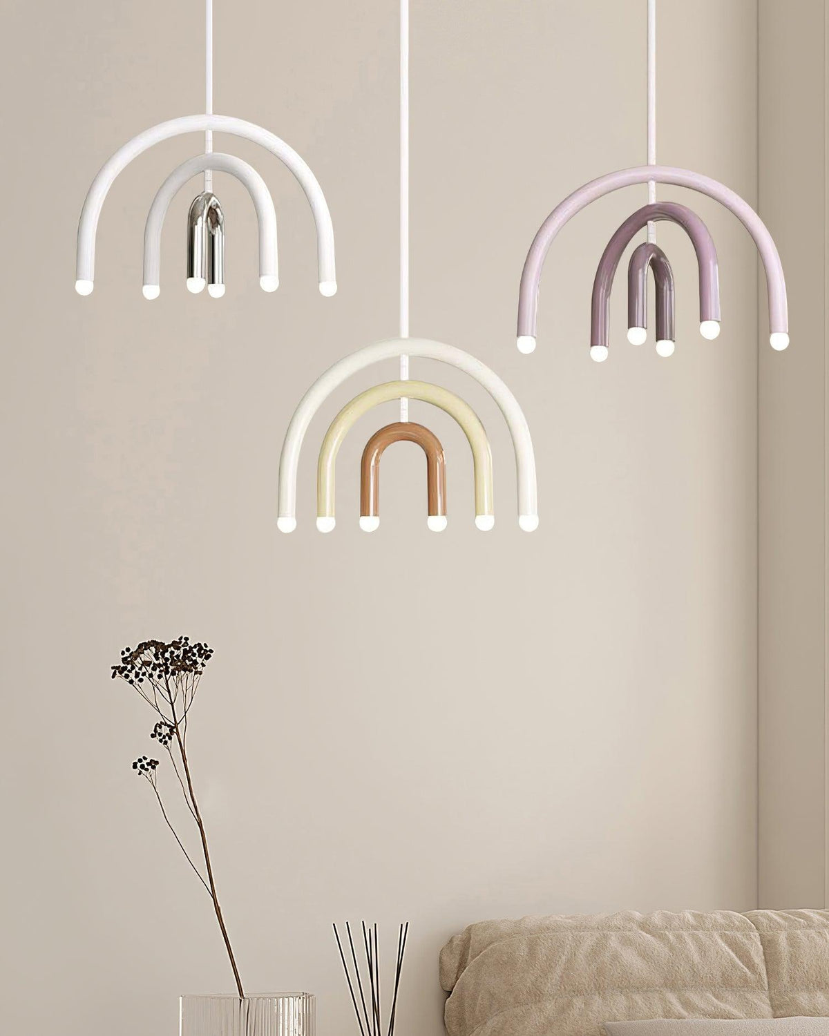Pendant Lamp Rainbow Modern Metal Arc for Living and Dining Room-Neutral Decor