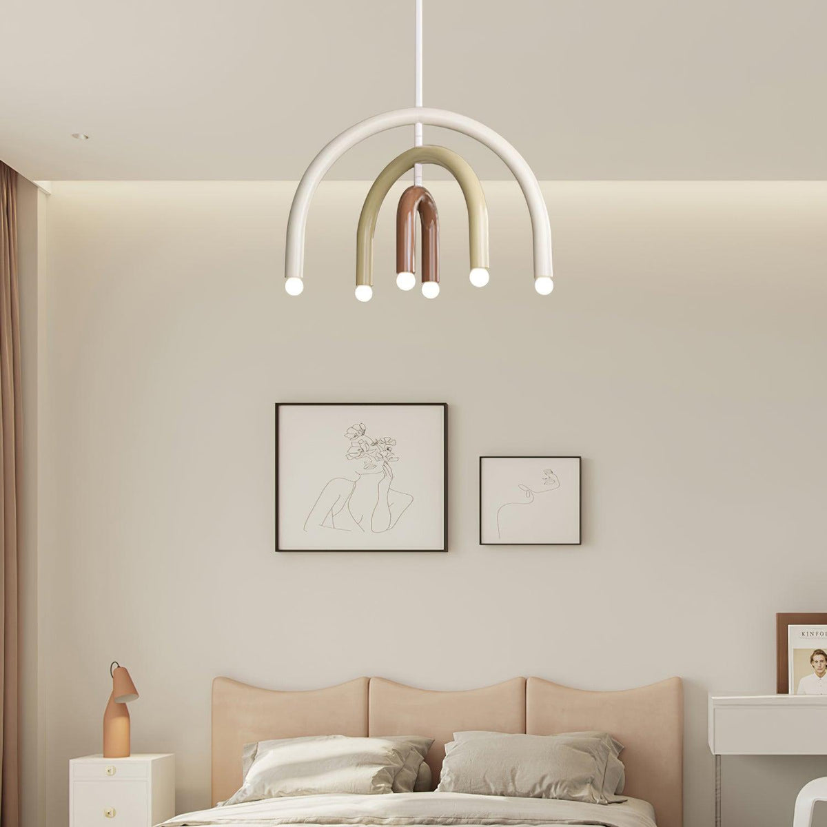 Pendant Lamp Rainbow Modern Metal Arc for Living and Dining Room-Neutral Decor