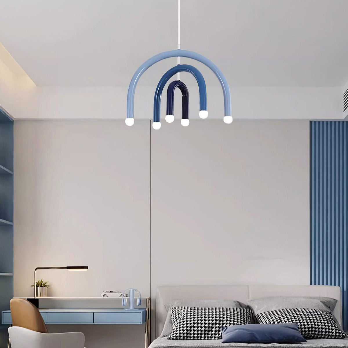 Pendant Lamp Rainbow Modern Metal Arc for Living and Dining Room-Neutral Decor
