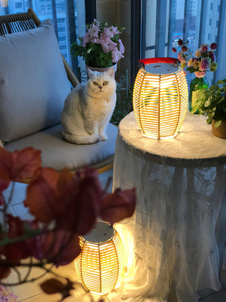Olraeil Rattan Floor Lantern-Neutral Decor