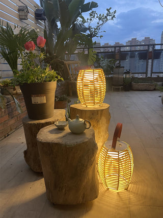Olraeil Rattan Floor Lantern-Neutral Decor