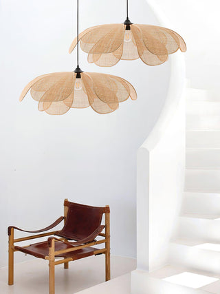 Petaral Suspension Lampe Rétro en Rattan