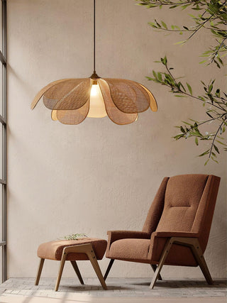 Petaral Suspension Lampe Rétro en Rattan