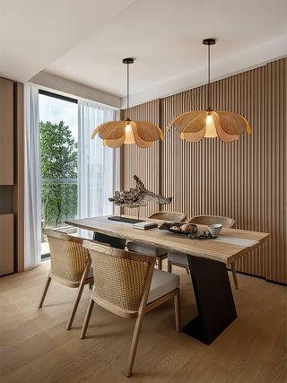 Petaral Suspension Lampe Rétro en Rattan