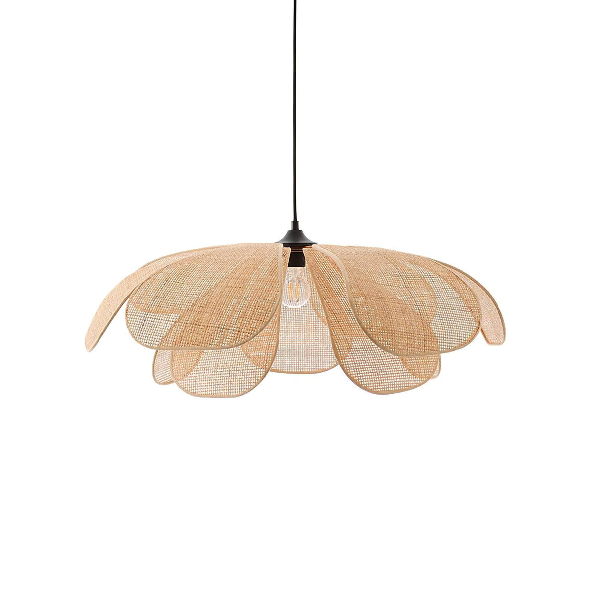 Eloria Petal-Shaped Rattan Pendant Light-Neutral Decor