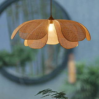 Petaral Suspension Lampe Rétro en Rattan