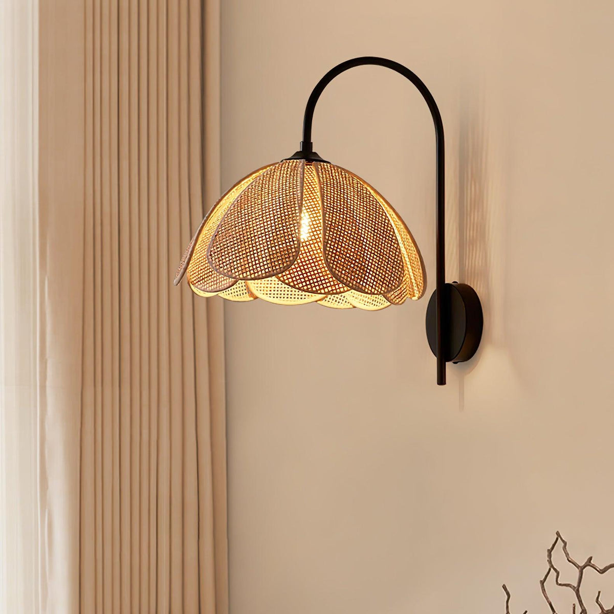 Zevelia Applique Murale Rattan Pétale Naturel Élégance