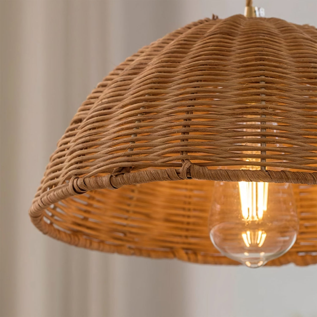 Pendant Lamp Rattan Shade and Metal Body Cone Shape Natural Minimalist-Neutral Decor
