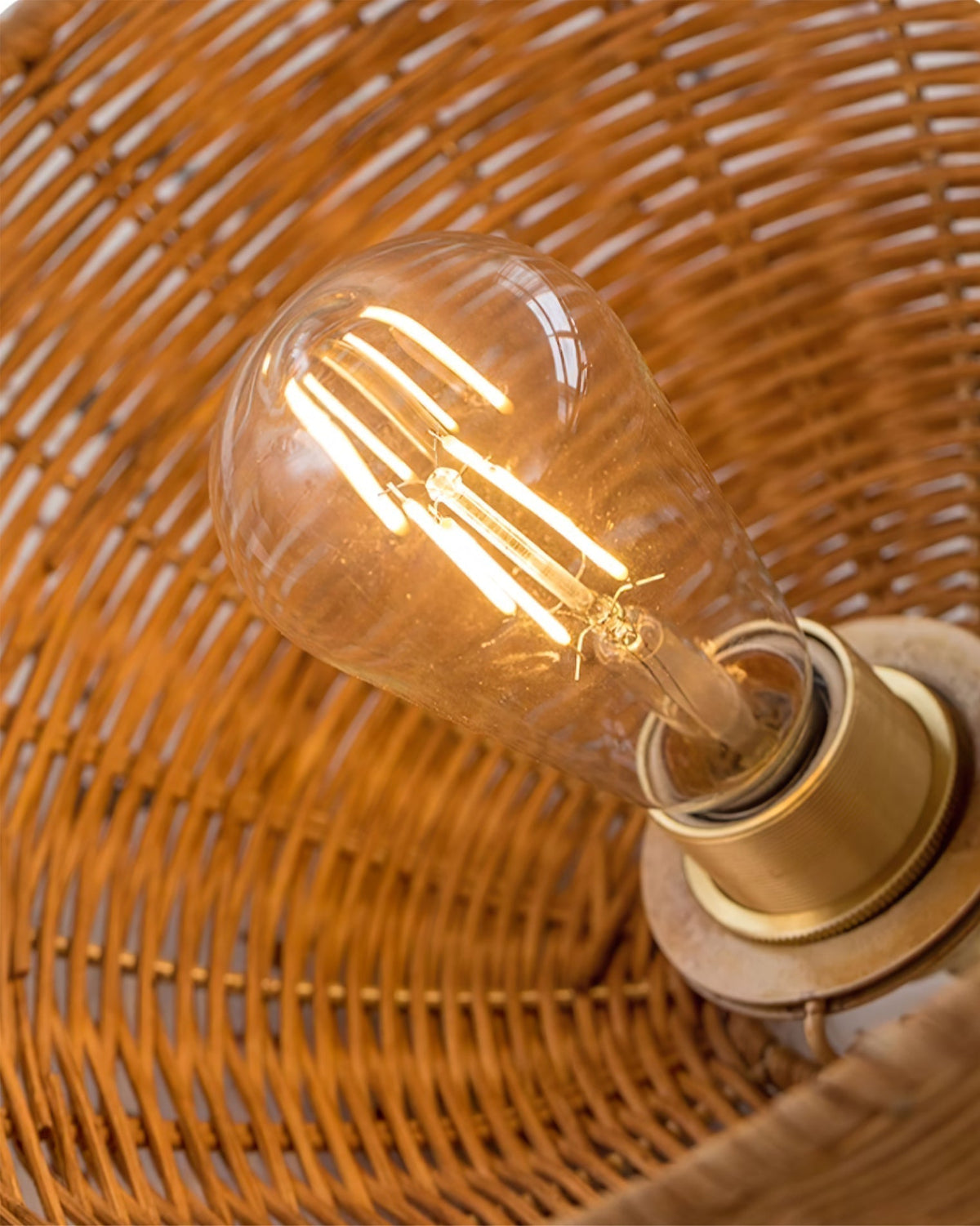 Pendant Lamp Rattan Shade and Metal Body Cone Shape Natural Minimalist-Neutral Decor