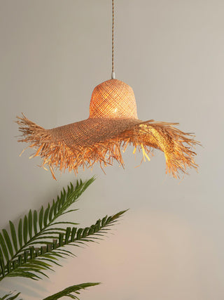 Zephyran Rotin Vintage Pendentif Lumière