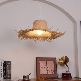 Zephyran Rotin Vintage Pendentif Lumière