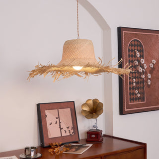 Zephyran Rotin Vintage Pendentif Lumière