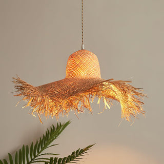 Zephyran Rotin Vintage Pendentif Lumière