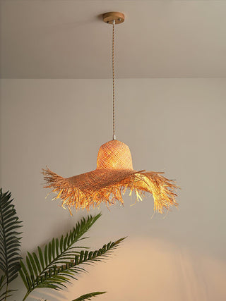Zephyran Rotin Vintage Pendentif Lumière
