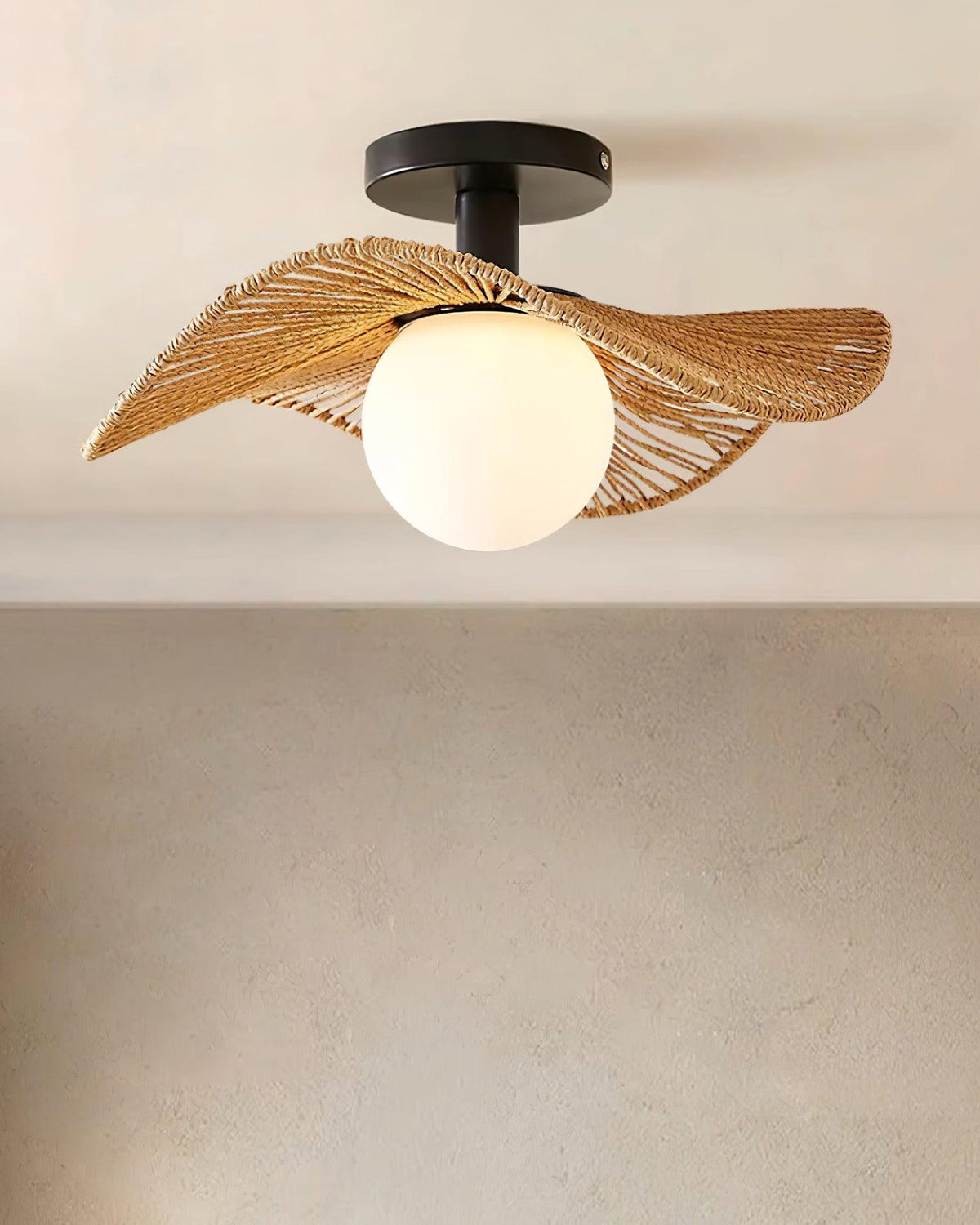 Fynora Woven Semi Flush Ceiling Light-Neutral Decor