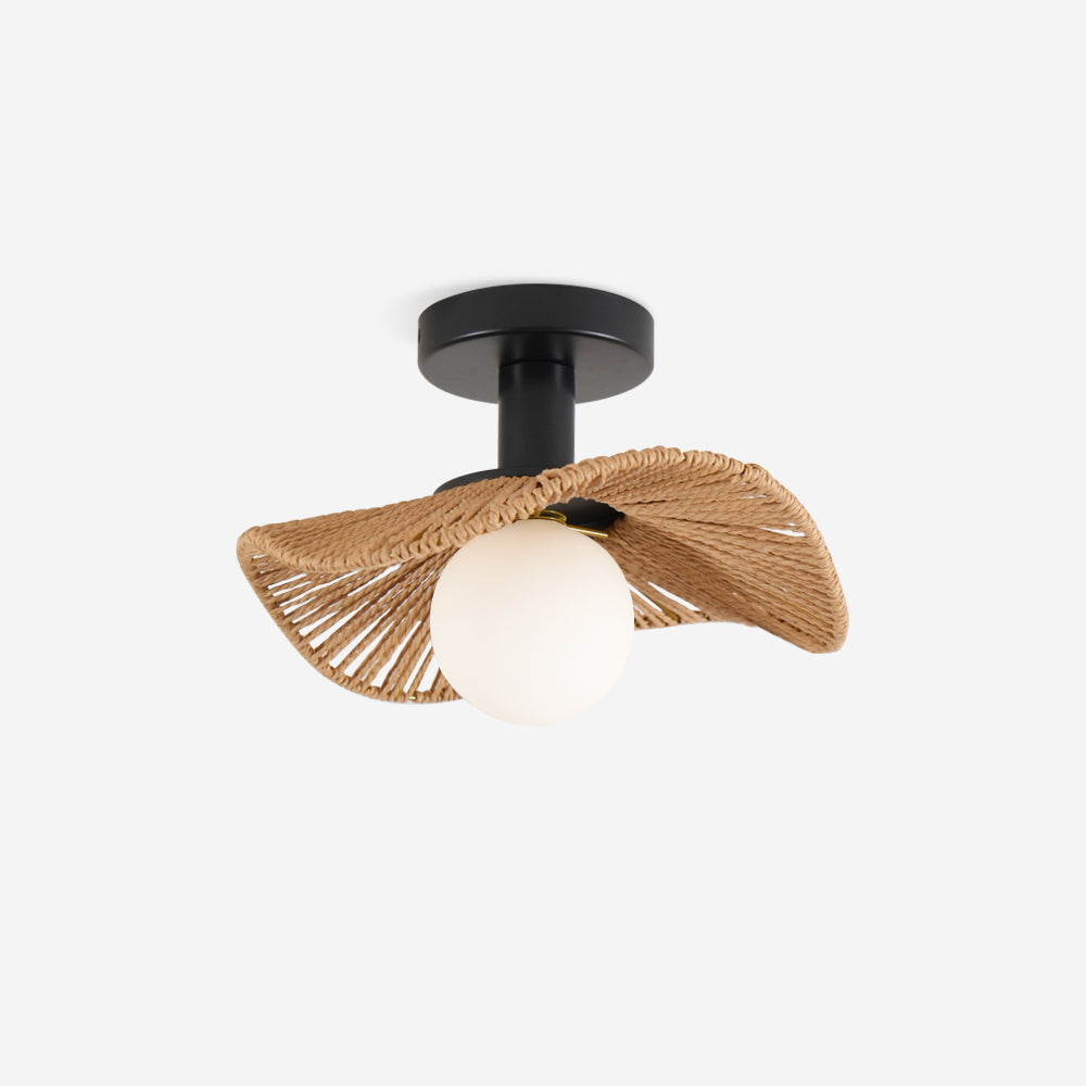 Fynora Woven Semi Flush Ceiling Light-Neutral Decor