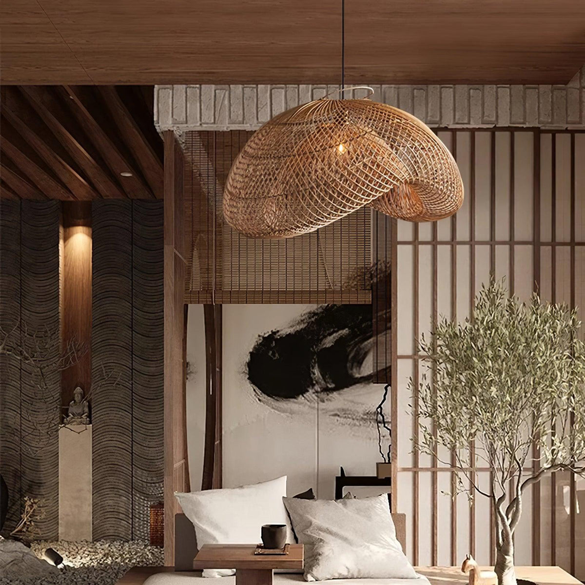 Juno Suspension style rustique en rotin