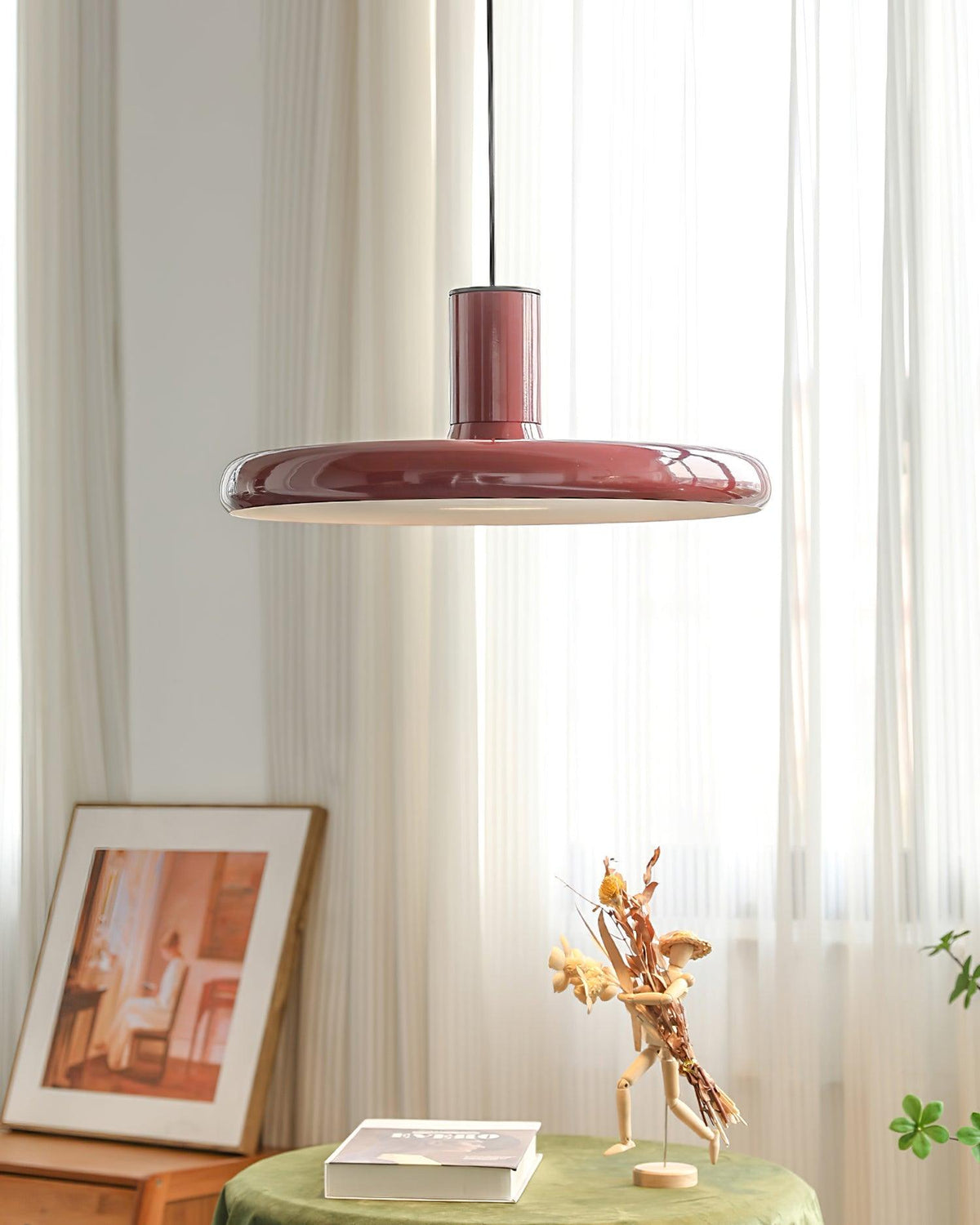Pendant Lamp Frisbee Red Industrial Contemporary-Neutral Decor