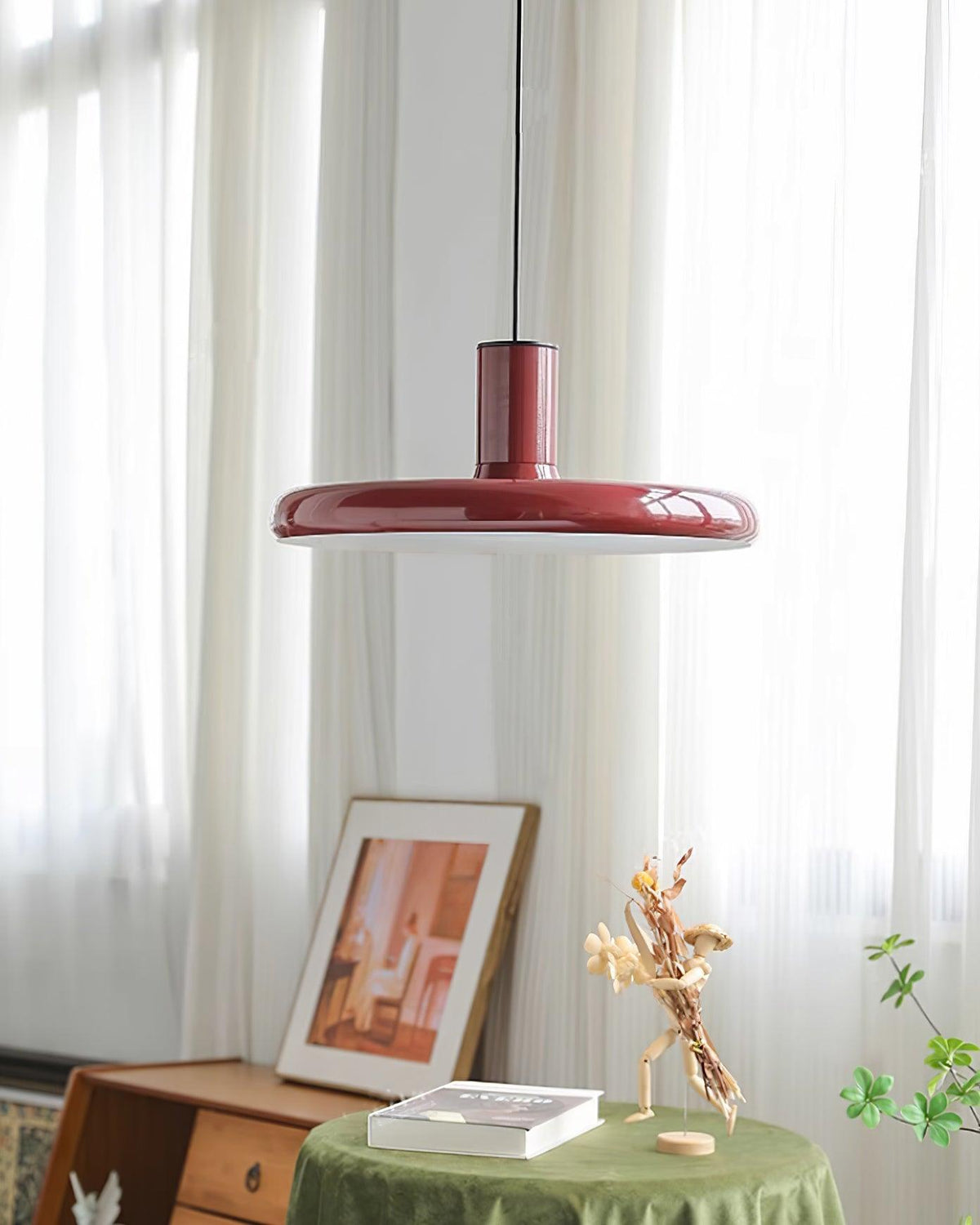 Pendant Lamp Frisbee Red Industrial Contemporary-Neutral Decor