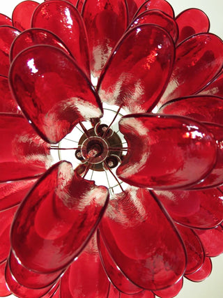 Aurora Lustre Pétales en Verre de Murano Rouge