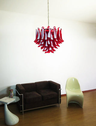 Aurora Lustre Pétales en Verre de Murano Rouge