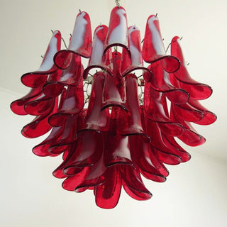 Aurora Lustre Pétales en Verre de Murano Rouge