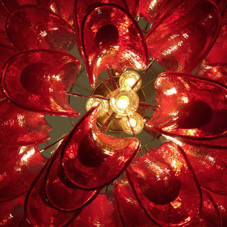 Aurora Lustre Pétales en Verre de Murano Rouge
