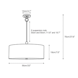 Olvynis Suspension Moderne Minimaliste en Laiton et Tissu
