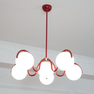 Lustra Lustre en Verre Blanc avec Globes et Cadre Courbé