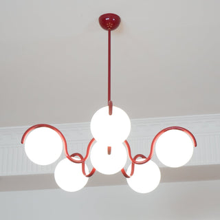 Lustra Lustre en Verre Blanc avec Globes et Cadre Courbé