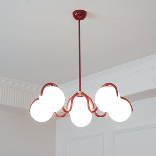 Lustra Lustre en Verre Blanc avec Globes et Cadre Courbé