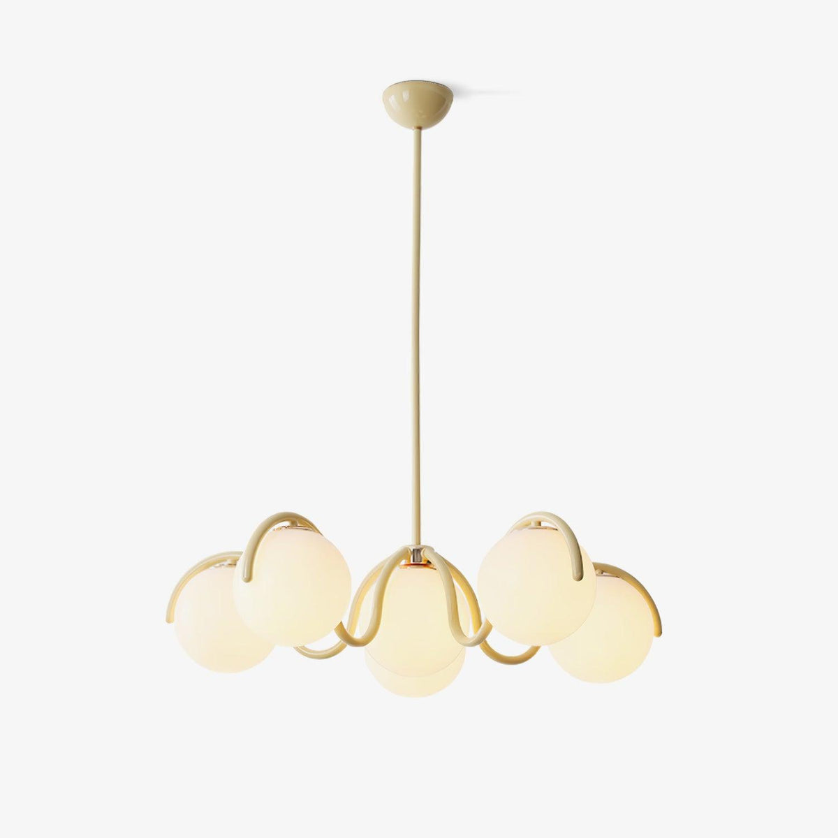 Velia Lustre en Verre Blanc avec Globes et Cadre Courbé