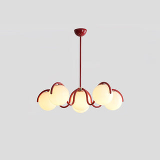 Lustra Lustre en Verre Blanc avec Globes et Cadre Courbé