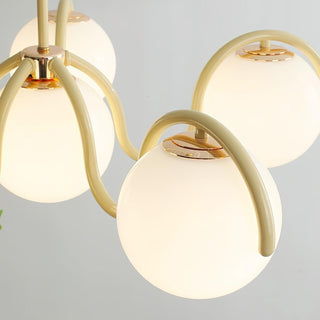 Lustra Lustre en Verre Blanc avec Globes et Cadre Courbé