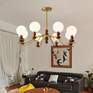 Luma Lustre Lustra Laiton Bois Globe Classique