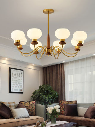 Luma Lustre Lustra Laiton Bois Globe Classique