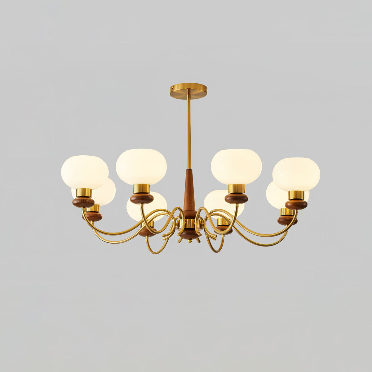 Luma Lustre Lustra Laiton Bois Globe Classique