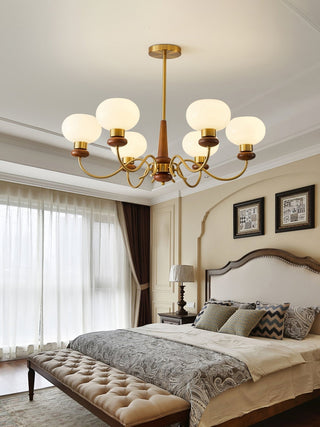 Luma Lustre Lustra Laiton Bois Globe Classique