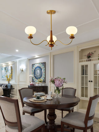 Luma Lustre Lustra Laiton Bois Globe Classique