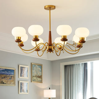 Luma Lustre Lustra Laiton Bois Globe Classique