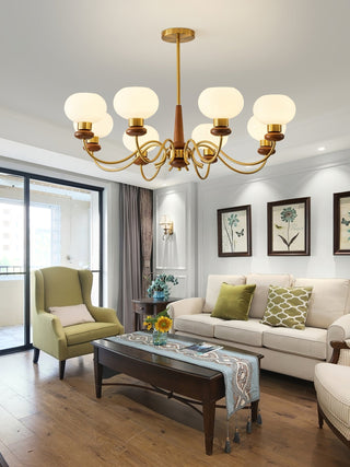 Luma Lustre Lustra Laiton Bois Globe Classique