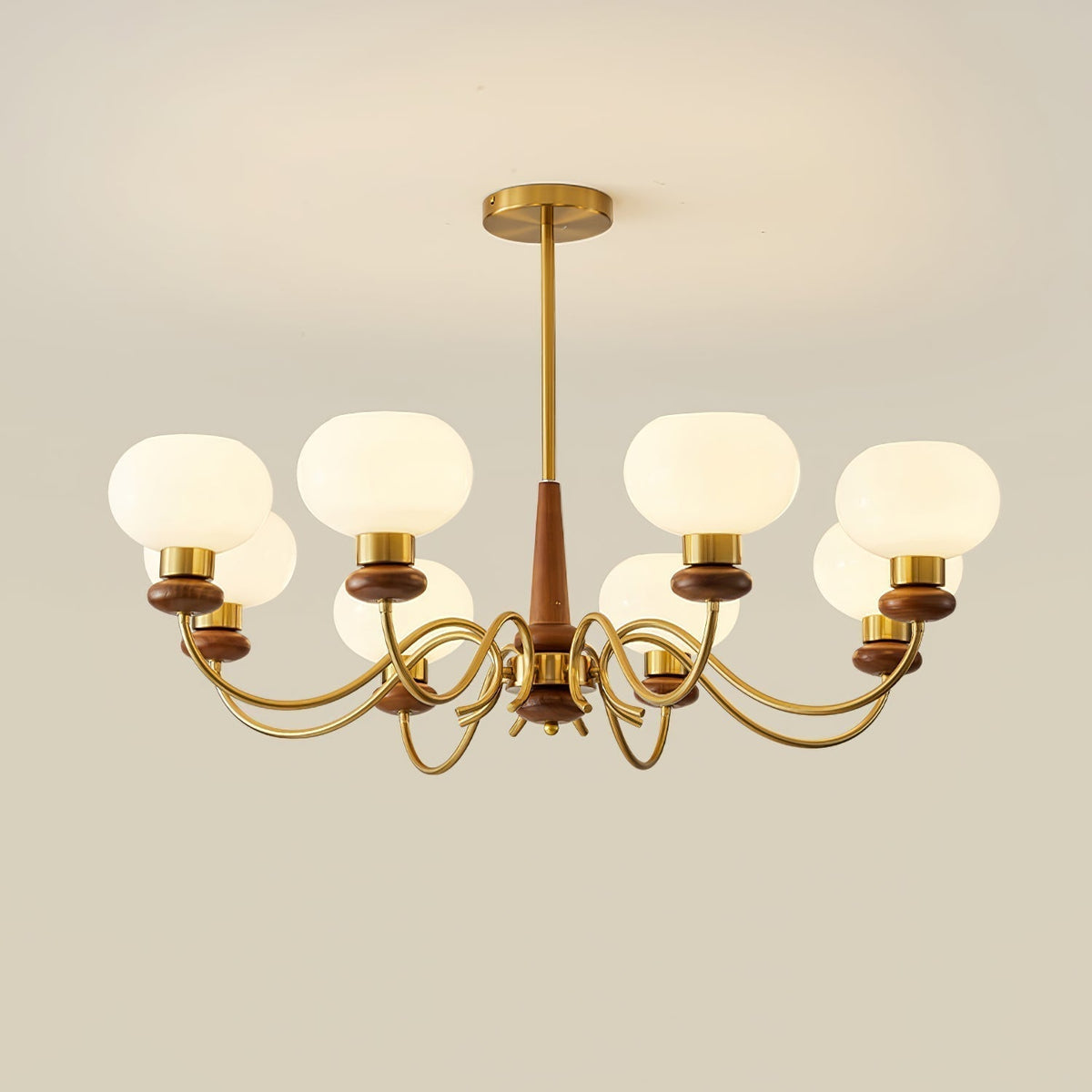 Luma Lustre Lustra Laiton Bois Globe Classique