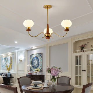 Luma Lustre Lustra Laiton Bois Globe Classique